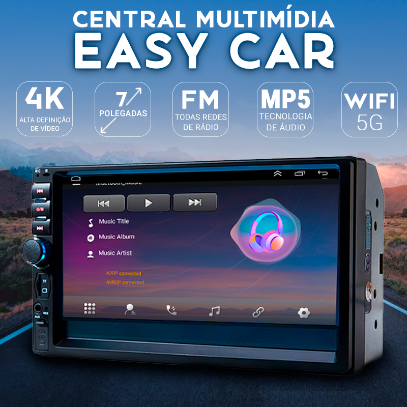 Central Multimídia Universal 7 Polegadas Wifi Gps Mp5 Bluetooth - EasyCar - oi@lojaslovic.com